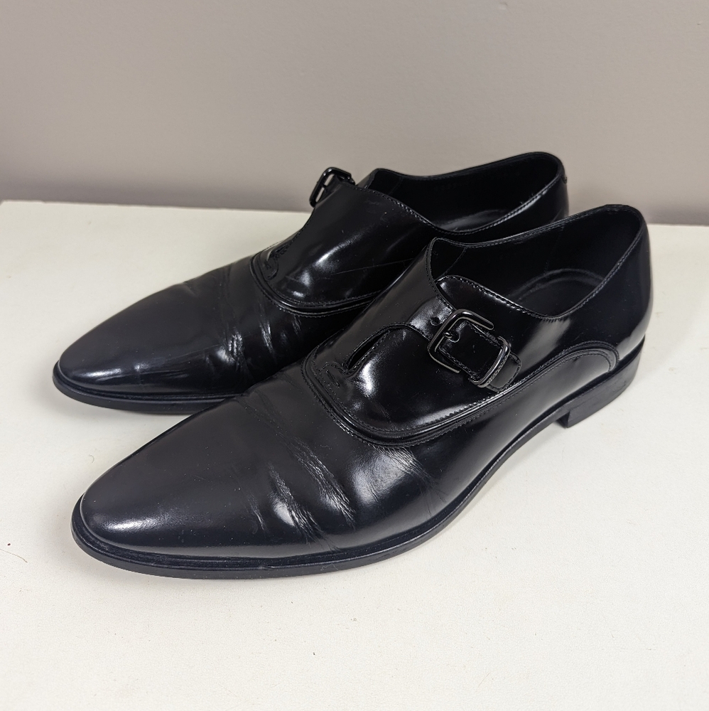 Hugo Boss Black Leather Single Monk Strap Oxfords